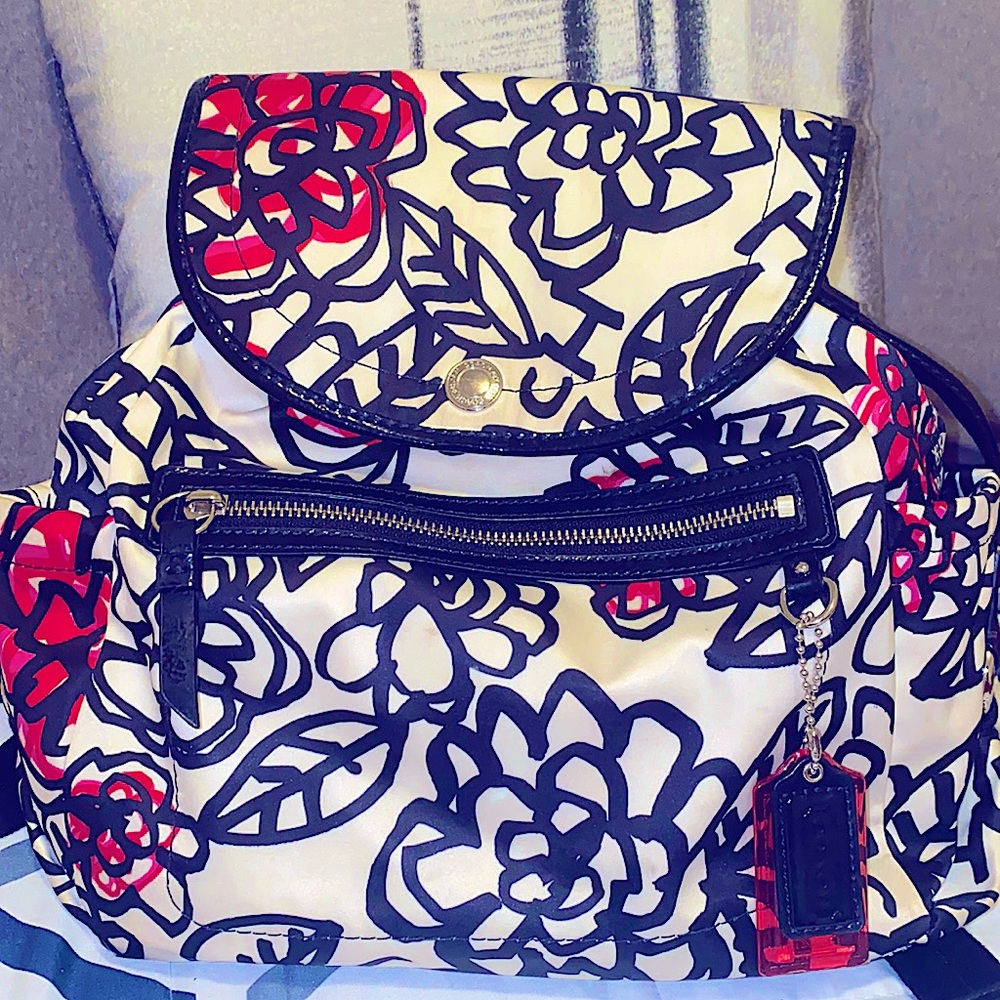 RARE Coach Poppy Graffiti backpack, Used, Fair Condition, minor stains